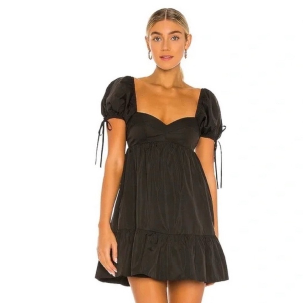 Amanda Uprichard Black Puff Sleeve Mini Dress